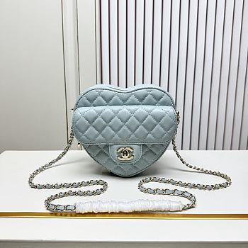 Fortok Chanel CC Love Heart Bag Blue 18x19 x5.5cm