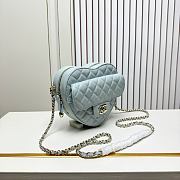 Fortok Chanel CC Love Heart Bag Blue 18x19 x5.5cm - 4