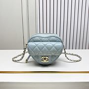 Fortok Chanel CC Love Heart Bag Blue 12x13x5.5cm - 1