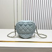 Fortok Chanel CC Love Heart Bag Blue 12x13x5.5cm - 5