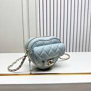 Fortok Chanel CC Love Heart Bag Blue 12x13x5.5cm - 4