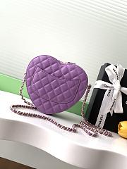 Fortok Chanel CC Love Heart Bag Purple 18x19 x5.5cm - 5