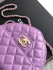 Fortok Chanel CC Love Heart Bag Purple 18x19 x5.5cm - 3