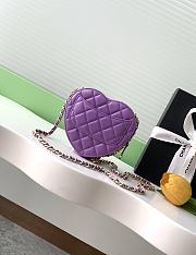 Fortok Chanel CC Love Heart Bag Purple 12x13x5.5cm - 3