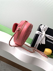 Fortok Chanel CC Love Heart Bag Coral Pink 18x19 x5.5cm - 5