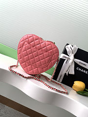 Fortok Chanel CC Love Heart Bag Coral Pink 18x19 x5.5cm - 3