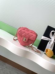 Fortok Chanel CC Love Heart Bag Coral Pink 12x13x5.5cm - 1