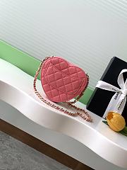 Fortok Chanel CC Love Heart Bag Coral Pink 12x13x5.5cm - 3