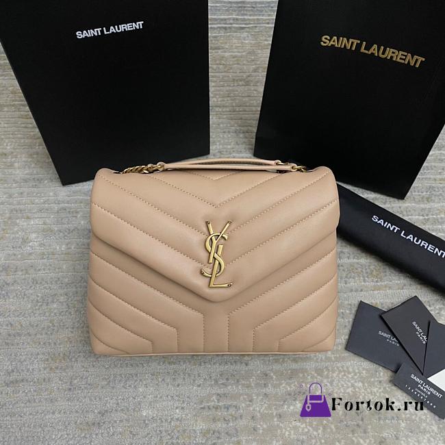 Fortok Saint Laurent Loulou Small Shoulder bag Beige Gold Hardware 25*17*9cm - 1