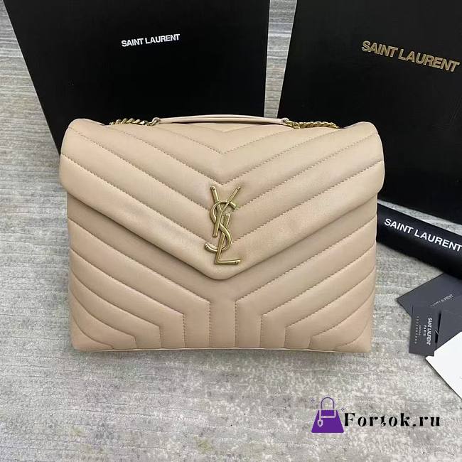 Fortok Saint Laurent Loulou Large Shoulder bag Beige Gold Hardware 32*22*11cm - 1