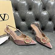 Fortok Valentino Garavani VLogo Signature Slingback Pump Satin Pink 80Mm - 3