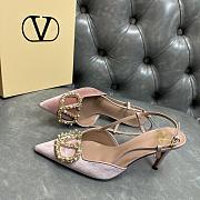 Fortok Valentino Garavani VLogo Signature Slingback Pump Satin Pink 80Mm - 2