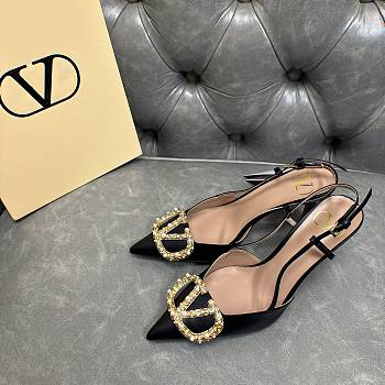 Fortok Valentino Garavani VLogo Signature Slingback Pump Leather Black 80Mm