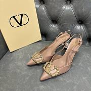 Fortok Valentino Garavani VLogo Signature Slingback Pump Leather Beige 80Mm - 1