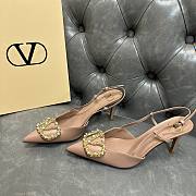 Fortok Valentino Garavani VLogo Signature Slingback Pump Leather Beige 80Mm - 3