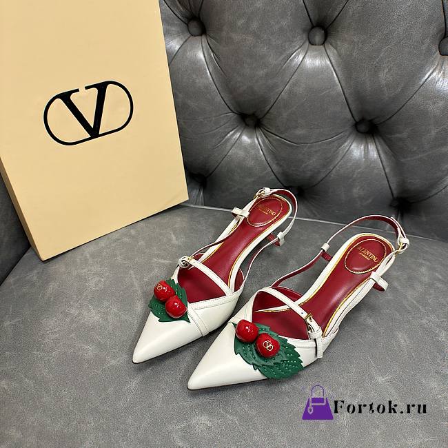 Fortok Valentino Garavani Pumps Cherryfic White 5cm - 1