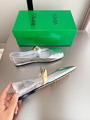Fortok Bottega Veneta Charlotte Mary-Jane Ballerina Metallic Silver - 6
