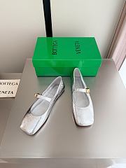 Fortok Bottega Veneta Charlotte Mary-Jane Ballerina Metallic Silver - 4