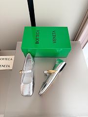 Fortok Bottega Veneta Charlotte Mary-Jane Ballerina Metallic Silver - 3
