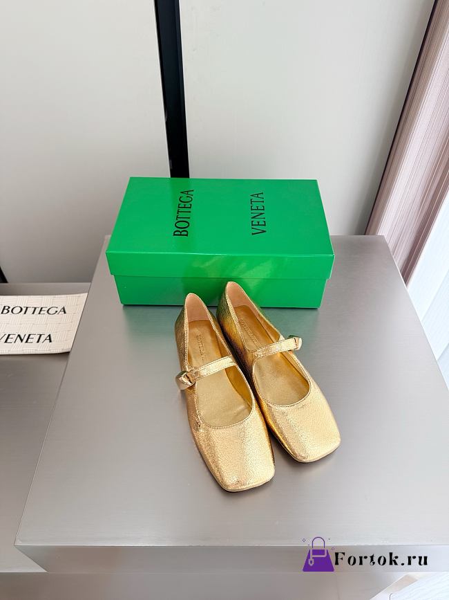 Fortok Bottega Veneta Charlotte Mary-Jane Ballerina Metallic Gold - 1