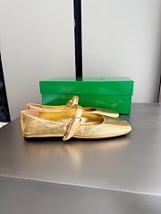 Fortok Bottega Veneta Charlotte Mary-Jane Ballerina Metallic Gold - 6