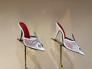 Fortok Valentino Coeur Vipère Mesh Slide Sandal White 105Mm - 1
