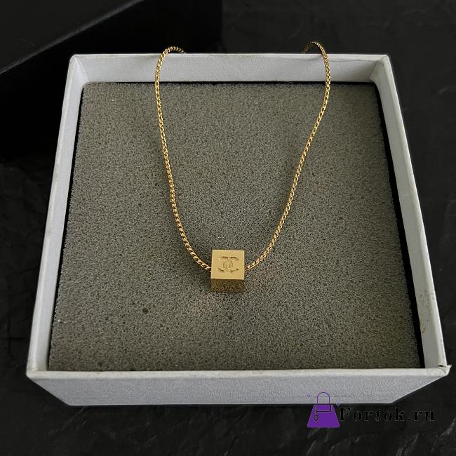 Fortok Chanel Gold CC Cube Pendant Necklace - 1