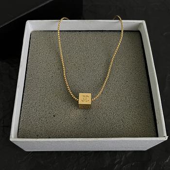 Fortok Chanel Gold CC Cube Pendant Necklace