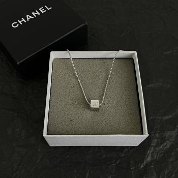 Fortok Chanel Silver CC Cube Pendant Necklace