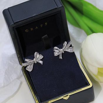 Fortok Graff White Gold and Diamond Tilda's Bow Stud Earrings