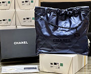Fortok Chanel 22 handbag metallic quilted calfskin leather Blue 39x42x8cm - 6