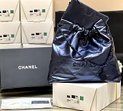 Fortok Chanel 22 handbag metallic quilted calfskin leather Blue 39x42x8cm - 5