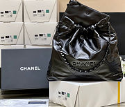 Fortok Chanel 22 handbag metallic quilted calfskin leather Black 39x42x8cm - 2