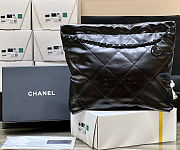 Fortok Chanel 22 handbag metallic quilted calfskin leather Black 39x42x8cm - 3