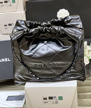 Fortok Chanel 22 handbag metallic quilted calfskin leather Black 39x42x8cm - 4