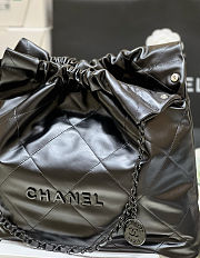 Fortok Chanel 22 handbag metallic quilted calfskin leather Black 39x42x8cm - 5