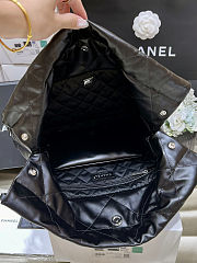 Fortok Chanel 22 handbag metallic quilted calfskin leather Black 39x42x8cm - 6