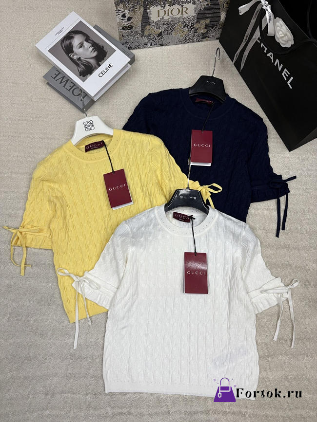Fortok Gucci Braided cotton blend top White - 1