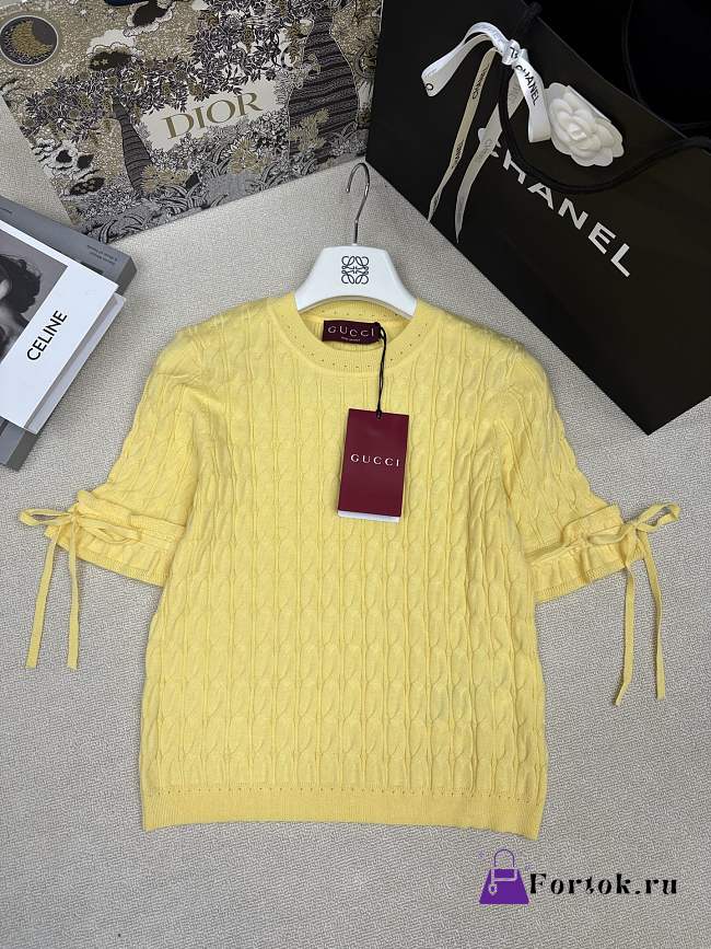 Fortok Gucci Braided cotton blend top Yellow - 1