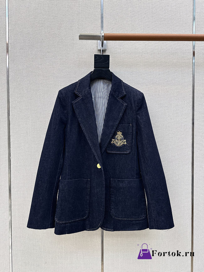 Fortok Polo Ralph Lauren Crest Embellished Blazer  - 1