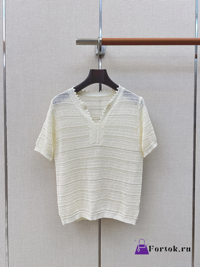 Fortok Loro Piana Short-Sleeve Top White  - 1