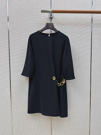 Fortok Celine WRAP DRESS IN CADY - BLACK