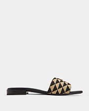 Fortok Prada Triangle Jacquard flat sandals Black - 6