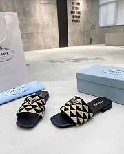 Fortok Prada Triangle Jacquard flat sandals Black - 4