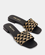 Fortok Prada Triangle Jacquard flat sandals Black - 3