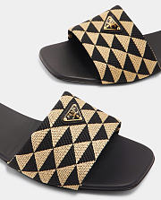 Fortok Prada Triangle Jacquard flat sandals Black - 2