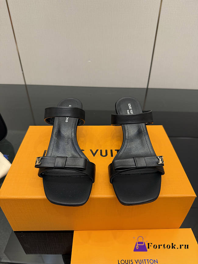 Fortok Louis Vuitton 6AM Mules Leather Black 5.5cm - 1