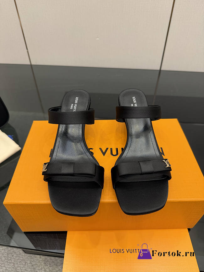 Fortok Louis Vuitton 6AM Mules Satin Black 5.5cm - 1