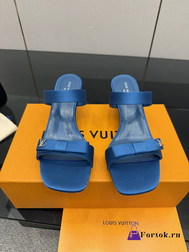 Fortok Louis Vuitton 6AM Mules Satin Blue 5.5cm - 1