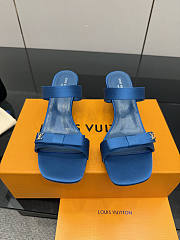 Fortok Louis Vuitton 6AM Mules Satin Blue 5.5cm - 1